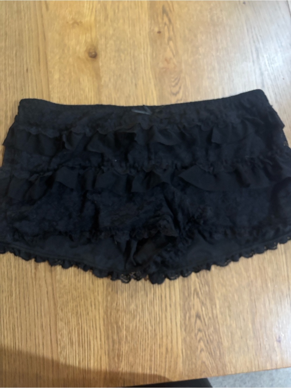 Black Lace Ruffle Shorts